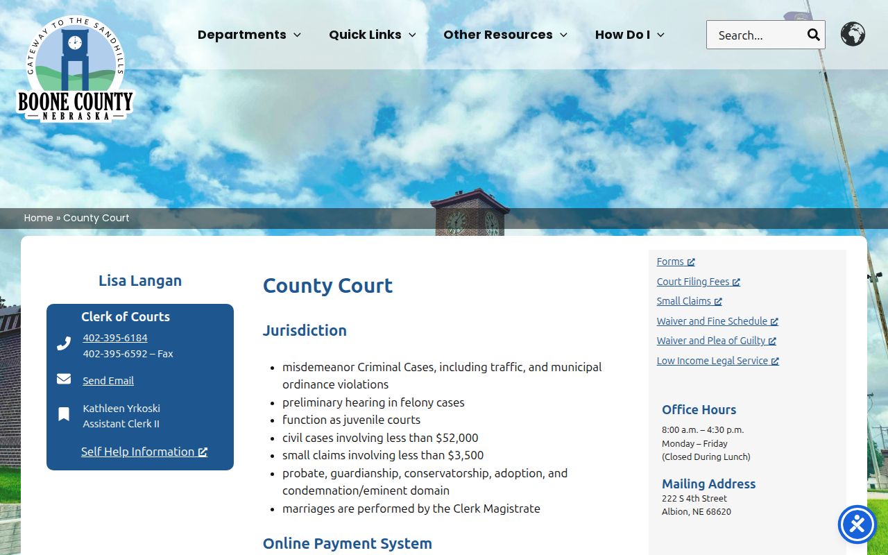 Boone County warrant records court contact source