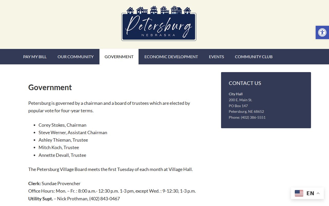 Petersburg warrant records village government source