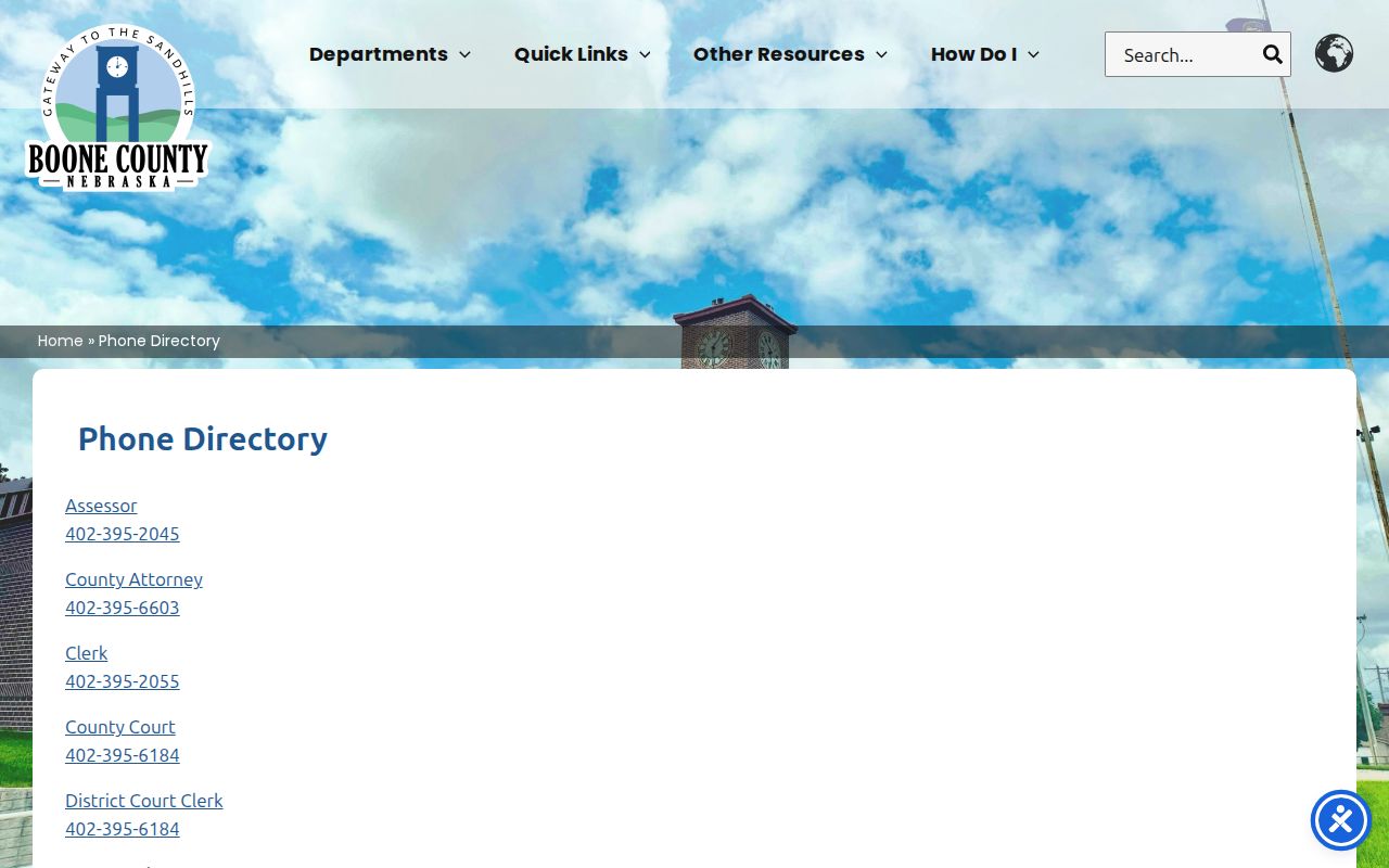 Boone County municipal warrant phone directory source